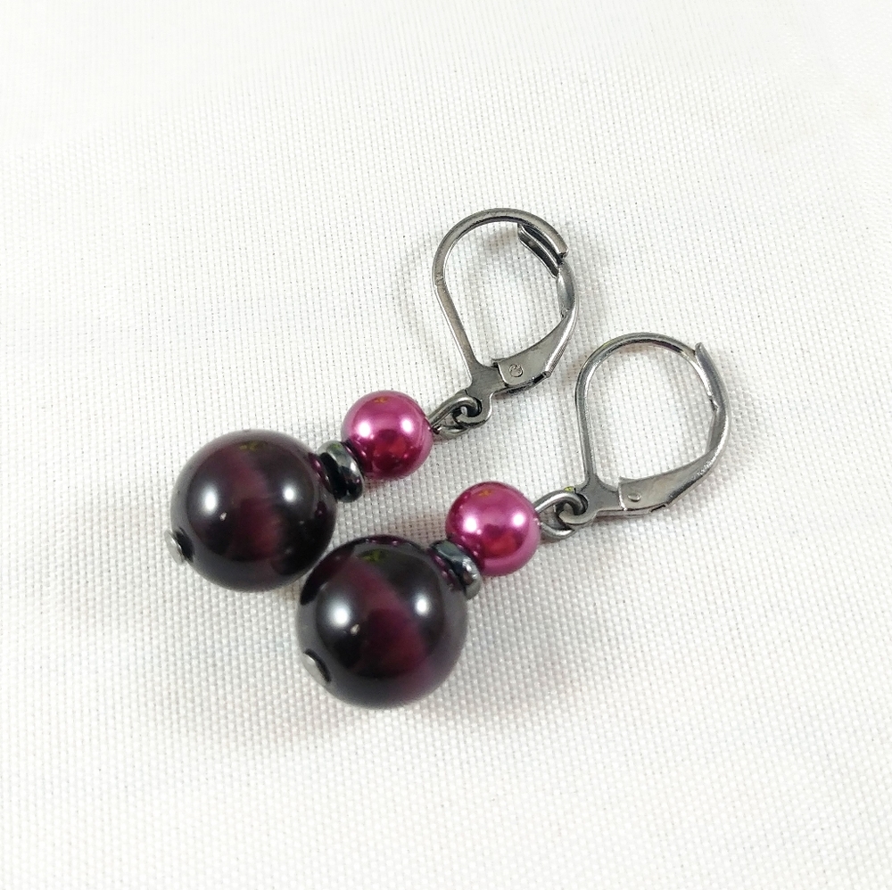 Purple earrings beaded